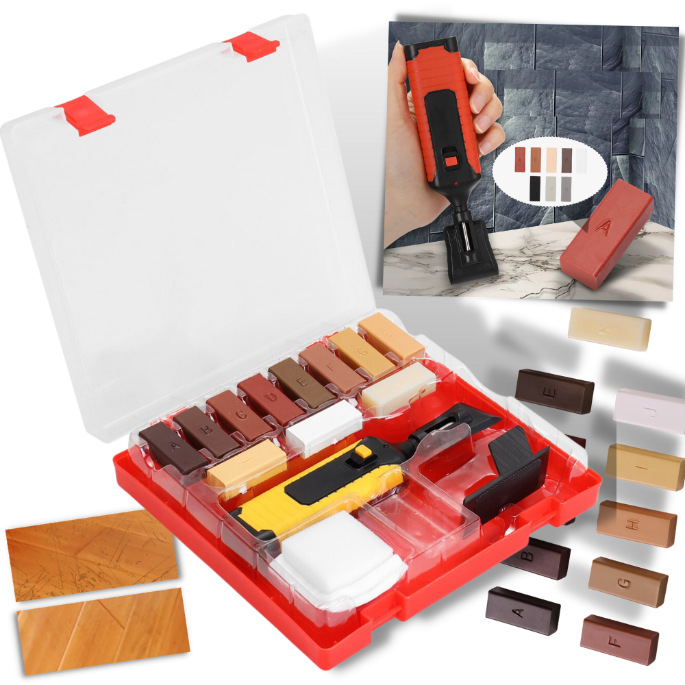 Conjunto de ferramentas de reparo de azulejos em cerâmica da marca Andoer, ferramentas de maçonaria com cabos vermelhos.