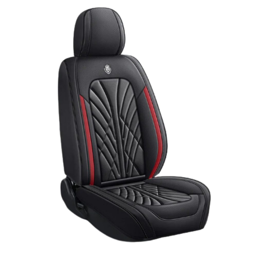 Capa de assento de carro impermeável da marca Andoer, com borda vermelha e design branco para peças de veículos.