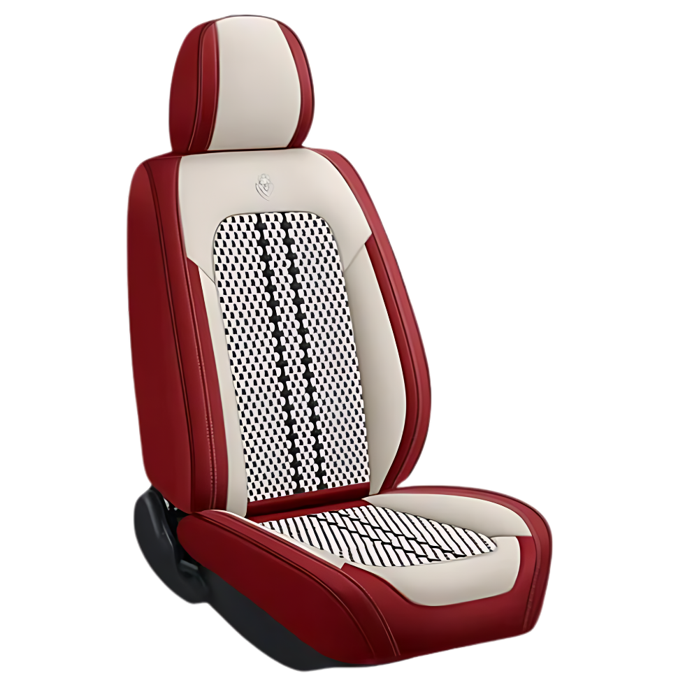 Capas de assento de carro impermeáveis da marca Andoer, com borda vermelha e acabamento branco para peças de veículos.