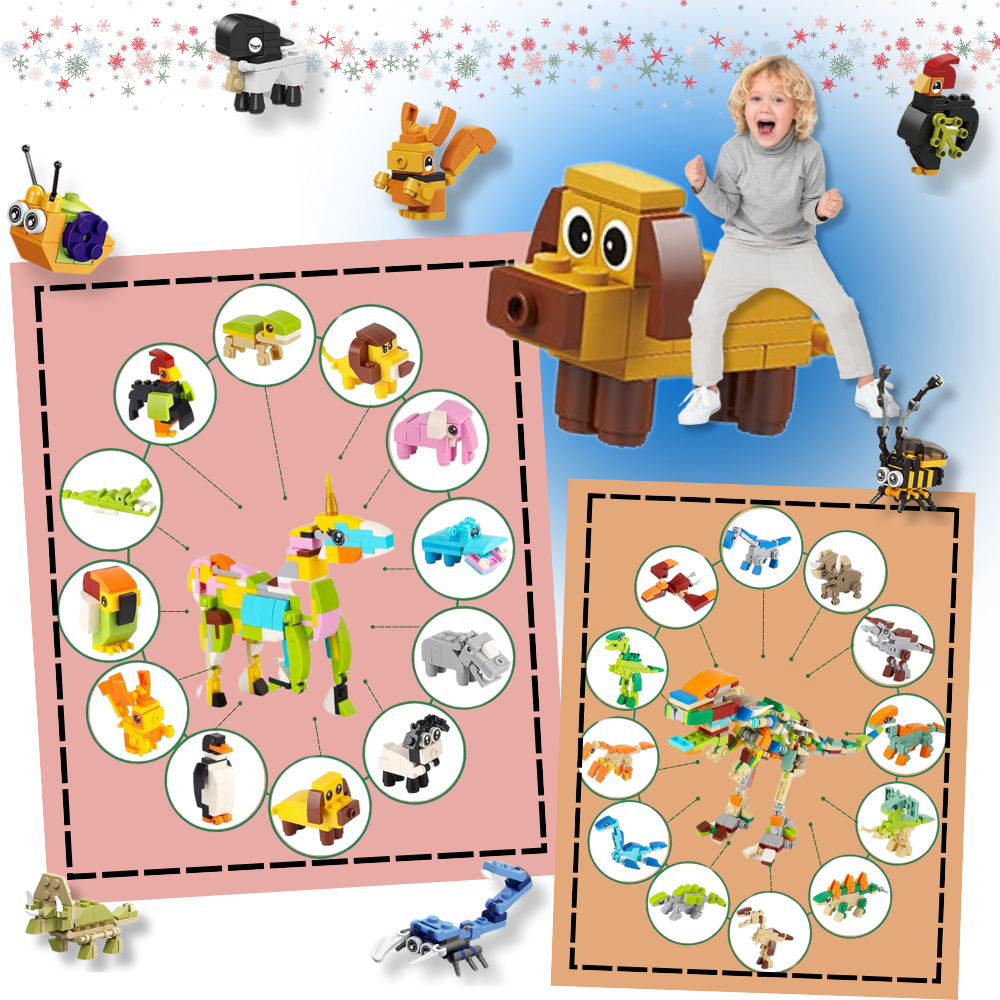 Blocos de construção Minecraft da Ozerty, conjunto de brinquedos de montar com figuras de animais do universo Minecraft.