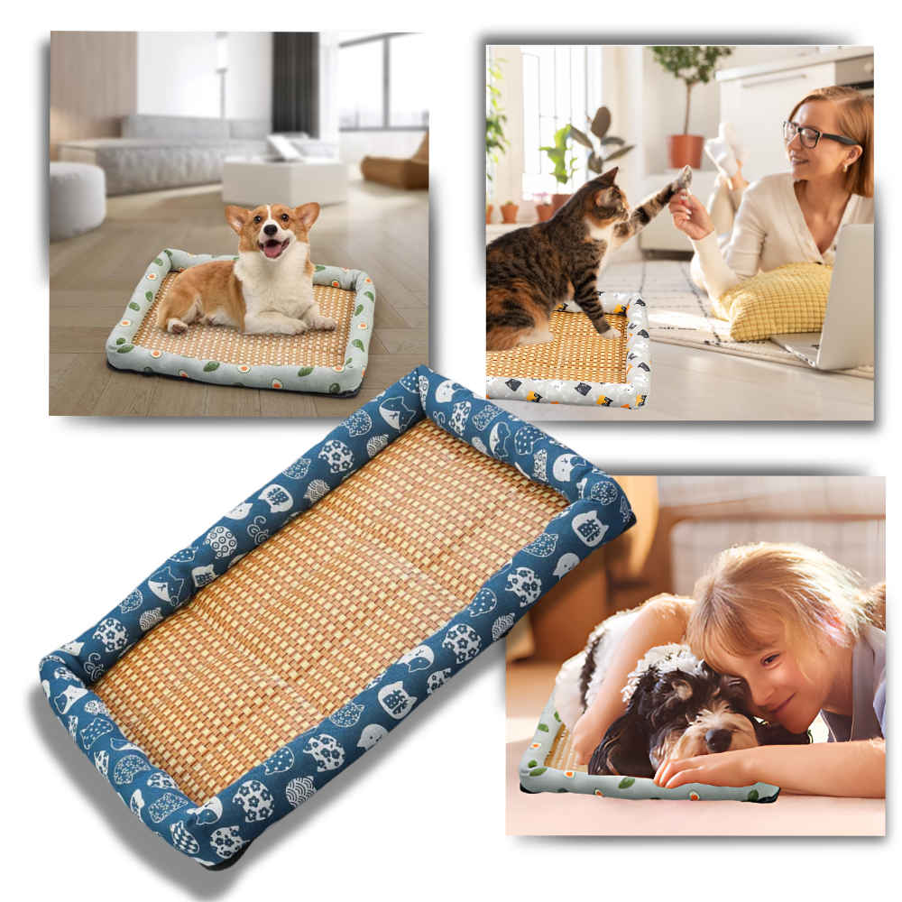 Tapete para animais de estimação Huanledash com tecnologia de resfriamento e base antiderrapante, ideal para conforto e segurança.