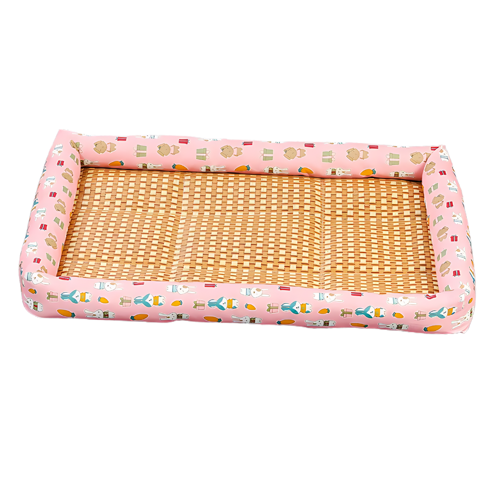 Tapete anti-escorregadio e refrigerante para animais de estimação Huanledash, superfície rosa confortável para descanso.