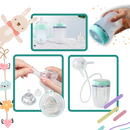 Biberon auto-alimentado Skywin com válvula anti-cólica, resistente, para alimentação infantil com tétines e sacos para bebês.