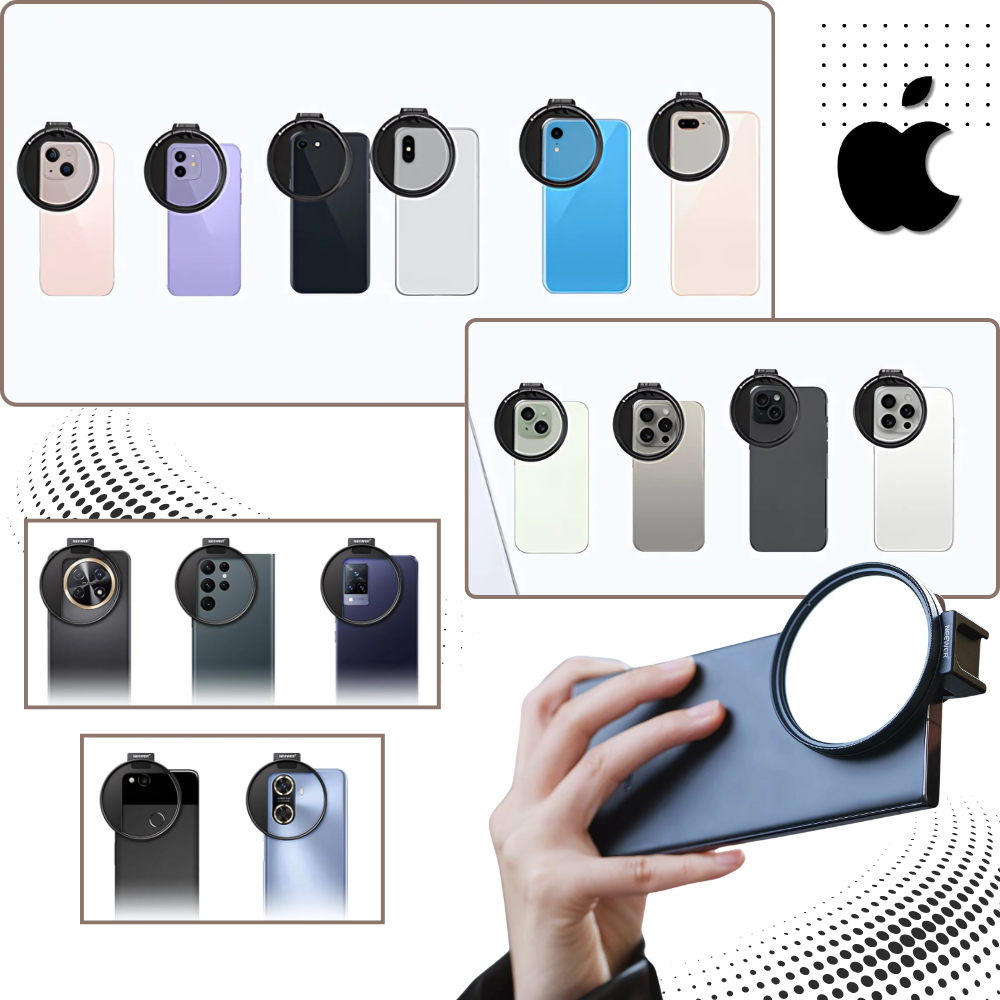 Lente de câmera para telefone Neewer, acessório anti-fuga de luz, compatível com diferentes modelos de smartphones.