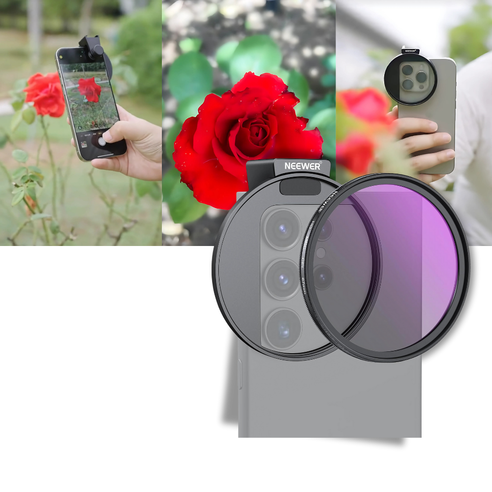 Lente anti-fuga de luz para telefone da Neewer, acessório para melhorar a qualidade de fotos móveis.