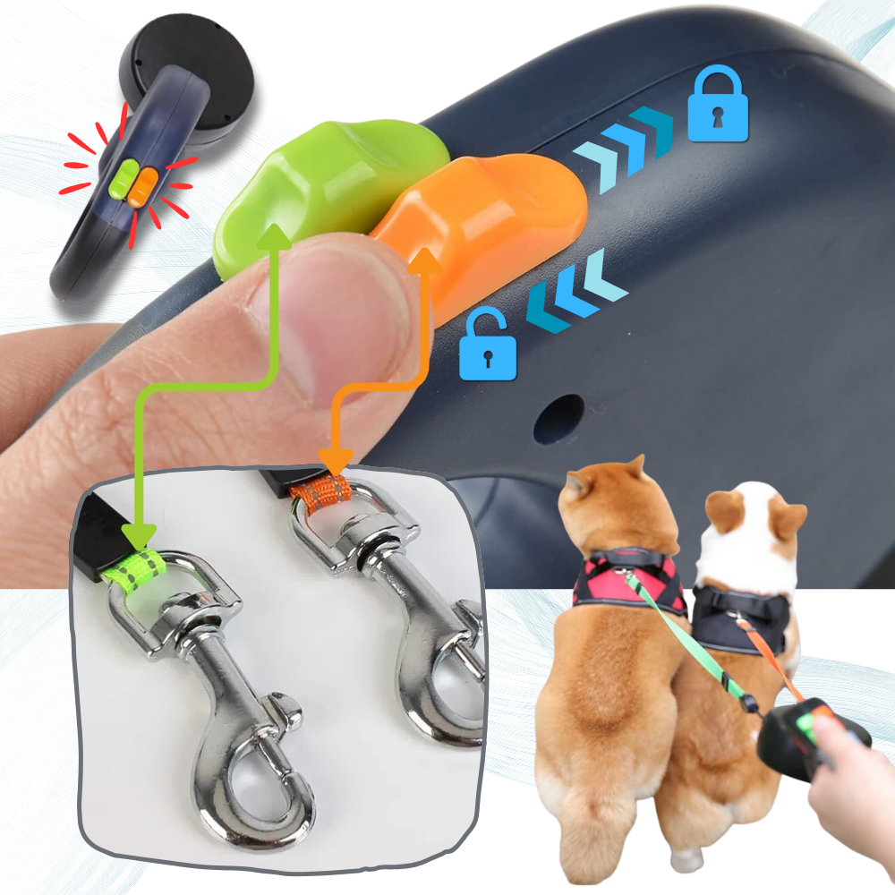 Corda de passeio retrátil Flexi para cães, com sistema anti-enrolamento e ajuste de comprimento, acessório para passear com segurança.