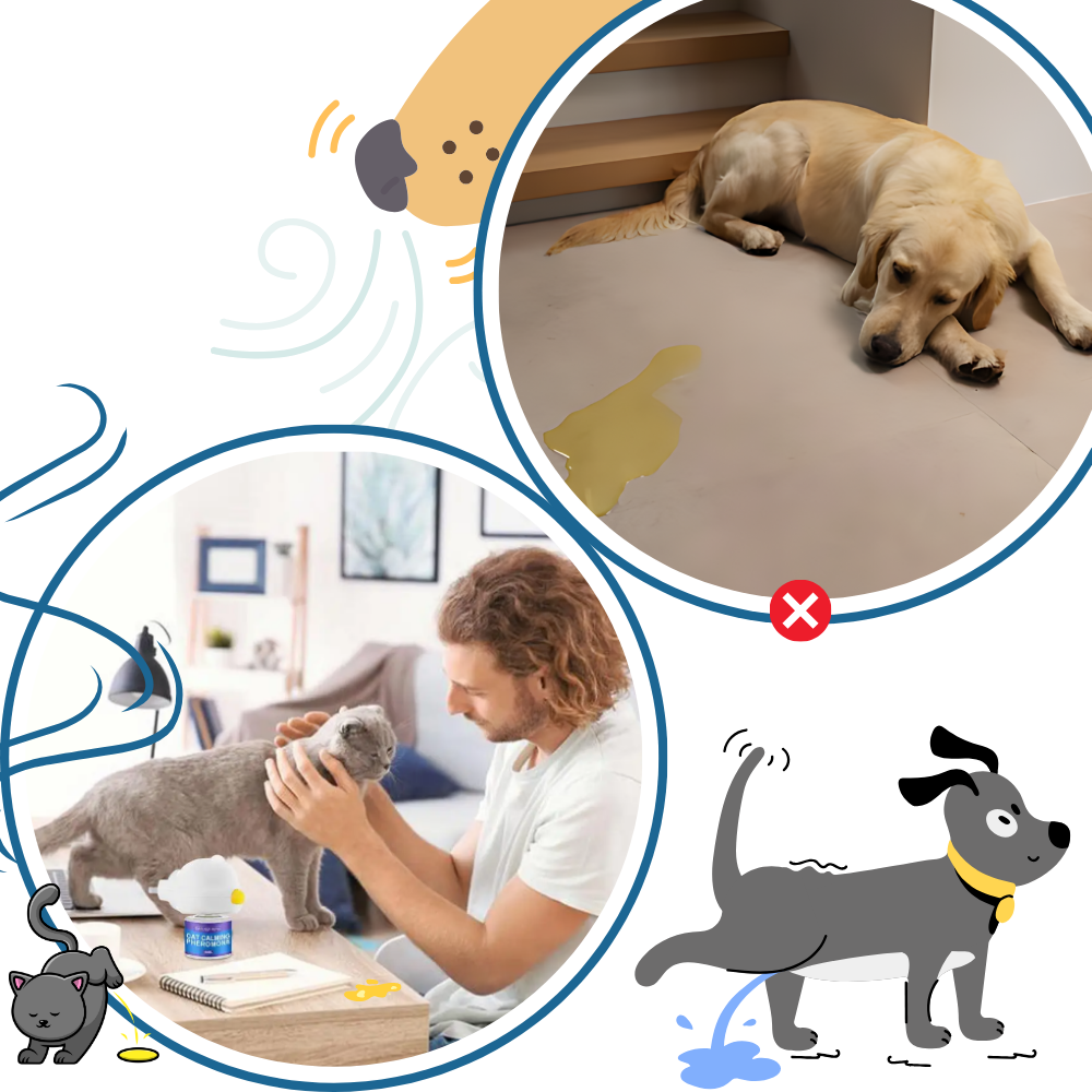Acessório de feromônio calmante para cães da marca Yubatuo, ajuda a aliviar ansiedade e estresse em pets.