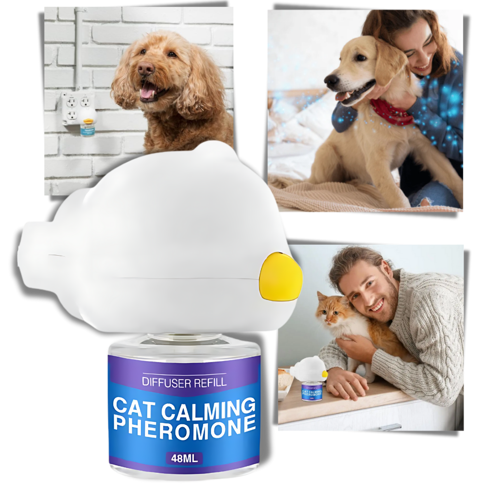 Acessório Yubatuo para cães com feromônios calmantes, ajudando a aliviar ansiedade e promover tranquilidade nos pets.