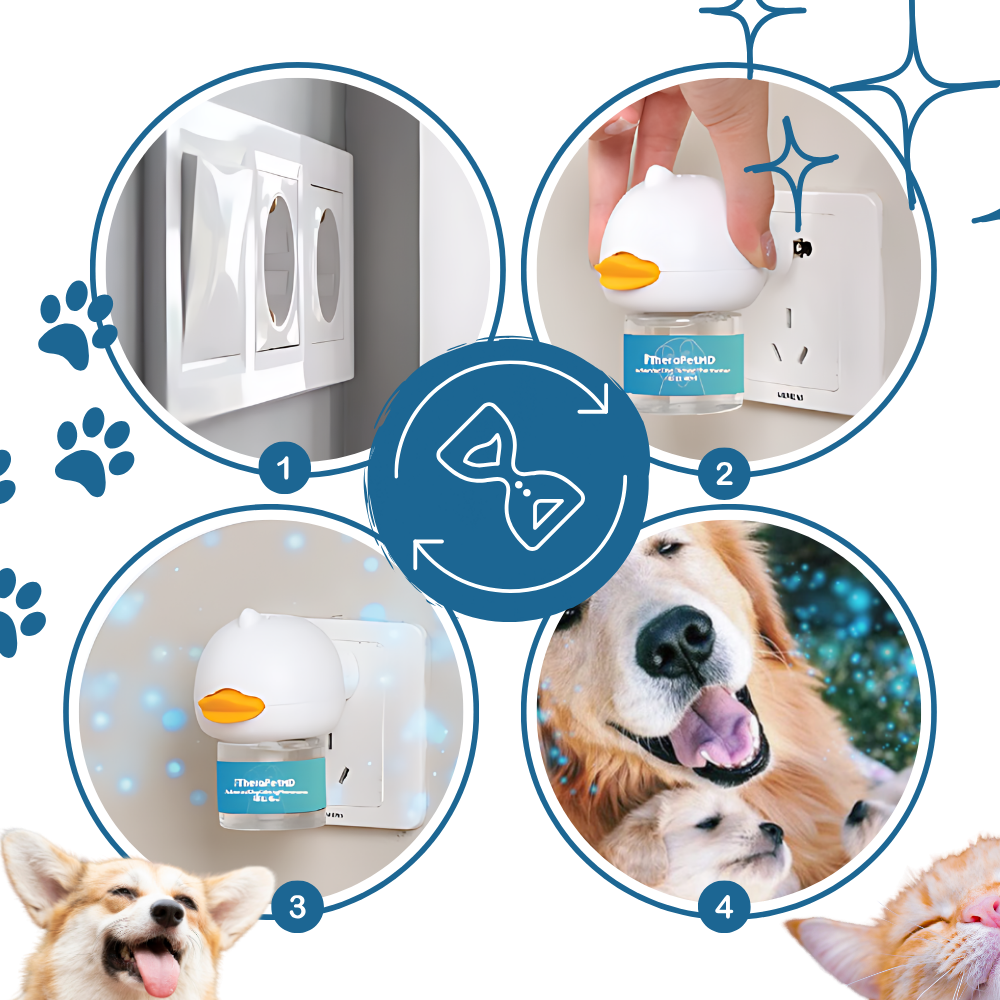 Acessório Yubatuo para cães com feromônios calmantes, ajudando a aliviar a ansiedade e promover relaxamento em animais de estimação.