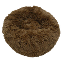 Couchage para animais de estimação Aobuchunpin, almofada de pelúcia cinza em forma de donut para pets, confortável e macia.