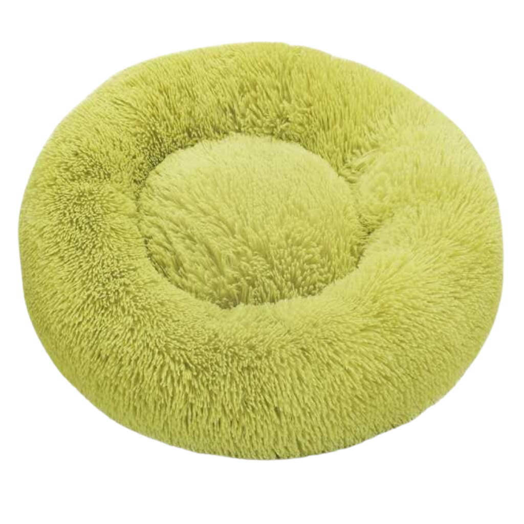 Couchage para pets Aobuchunpin, almofada de pelúcia em forma de donut cinza, ideal para conforto e descanso de animais domésticos