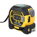 Mètre à ruban laser 3-en-1 Aofu, outil de mesure digital avec écran, détecteur et limiteur, en couleur bleue.