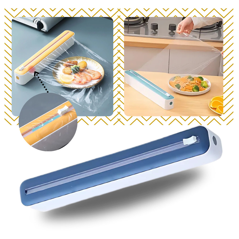 Filme plástico azul da Aoksee, utensílio de cozinha versátil para cobrir e proteger alimentos.