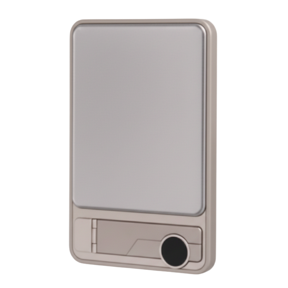 Power bank magnética fina da Leshp para Apple, carregador portátil de alta capacidade em acabamento dourado.