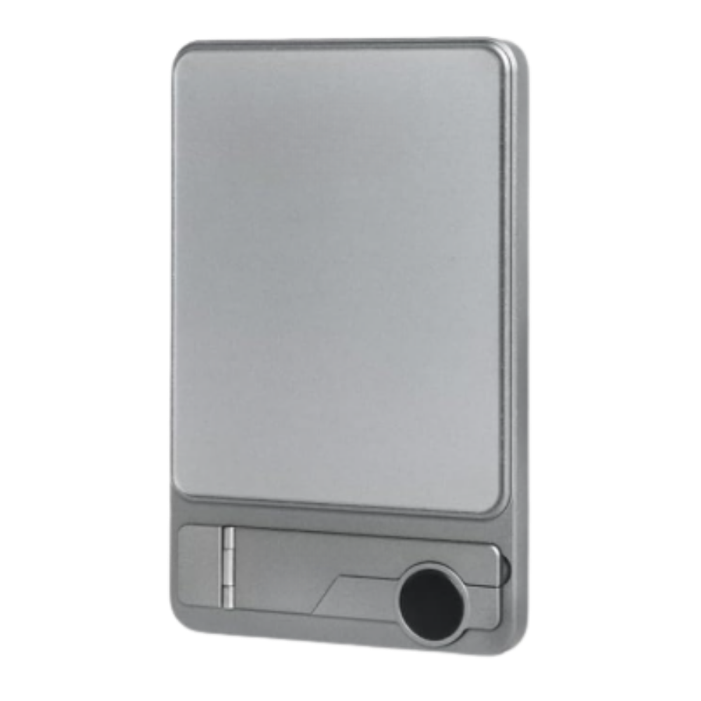 Bateria externa magnética fina Leshp para Apple, carregador portátil cinza com design compacto e magnético.