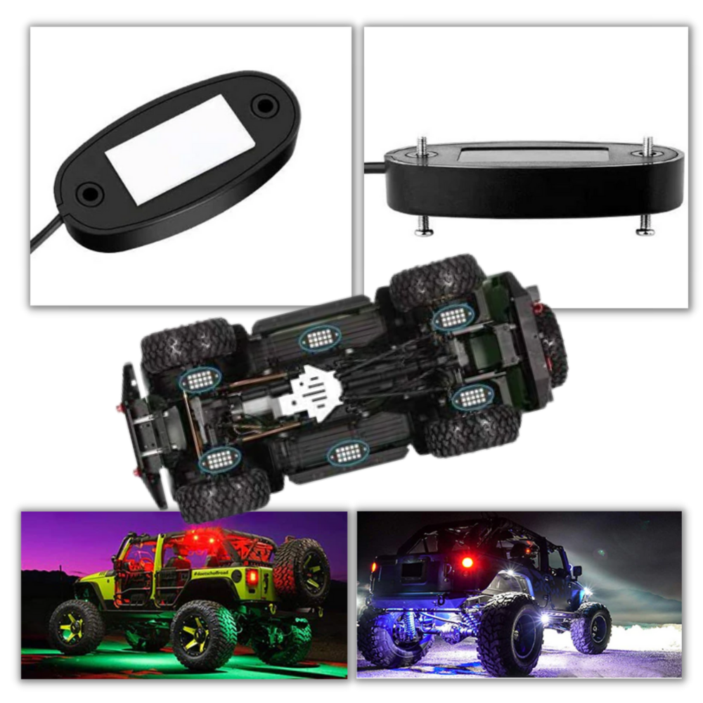 Conjunto de 8 luzes RGB para veículos da marca Appletree, peças de reposição para iluminação automotiva.