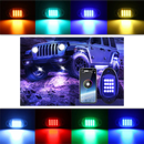 Conjunto de 8 luzes LED RGB para veículos, peças de reposição automotivas da marca Appletree, visíveis na imagem.