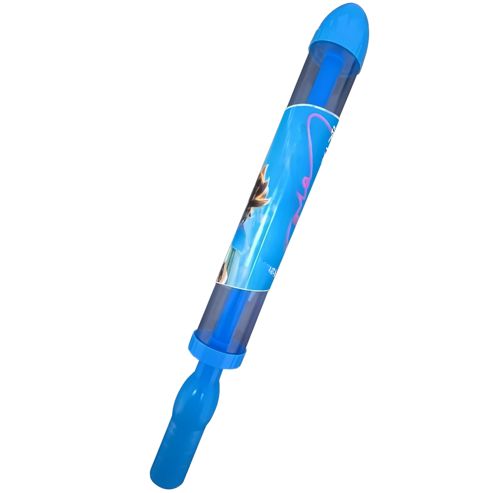 Pistola de água efeito fogo de artifício da Ar Toy, brinquedo de exterior em azul com jato de água.