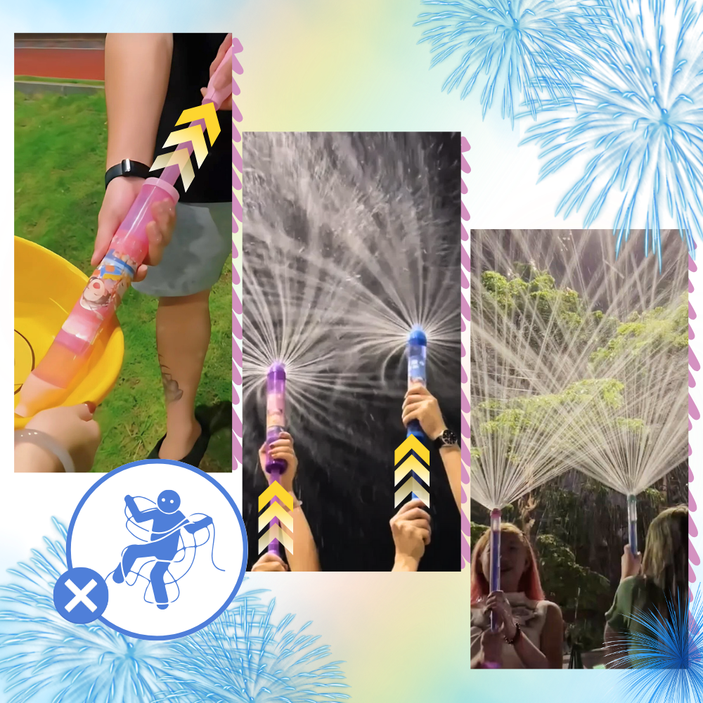 Pistolet à água Ar Toy efeito fogo de artifício, brinquedo de lazer ao ar livre, lança jatos de água coloridos e divertidos