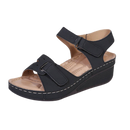 Sandálias ortopédicas femininas com suporte de arco para alívio das dores nas costas, modelo preto da marca Xisheep.