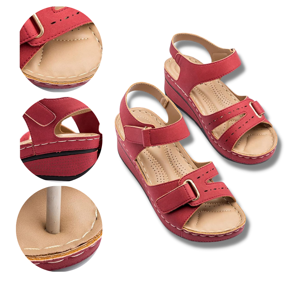 Sandálias ortopédicas femininas com suporte de arco, ideais para cuidado das costas, marca Xisheep, design confortável e elegante.