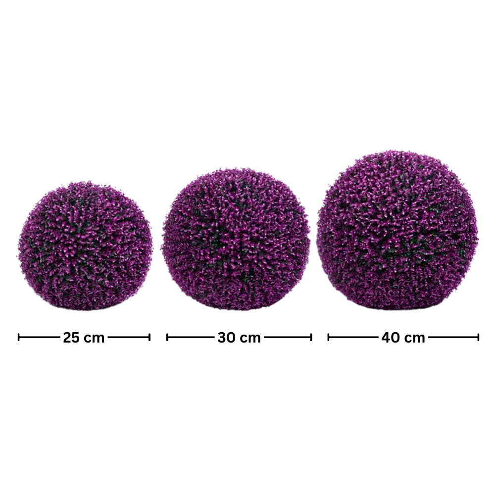 Bolas de gramado topiária artificial da marca Asia, decorativas, com aspecto natural em plantas e flores artificiais.
