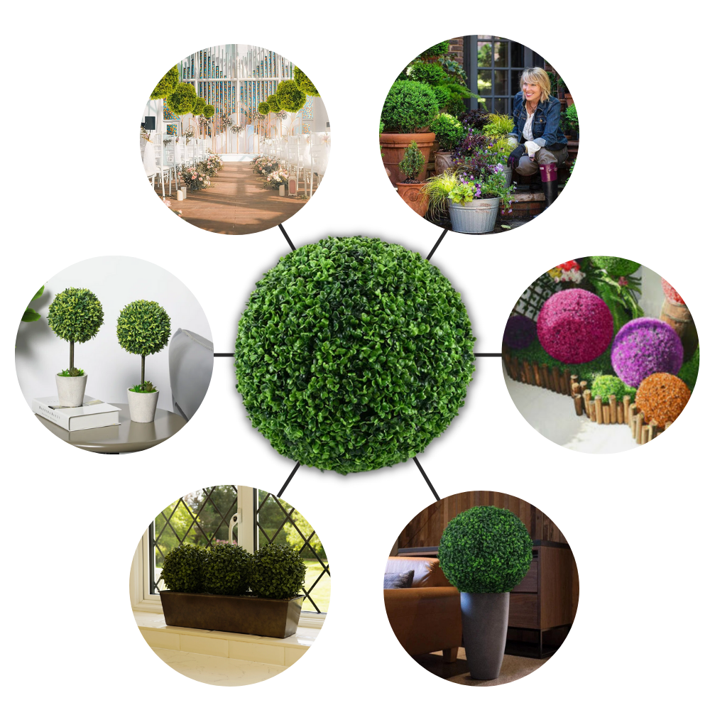 Bolas de grama topiária artificial da marca Asia, decorativas, feitas de plantas artificiais para jardins e ambientes internos.