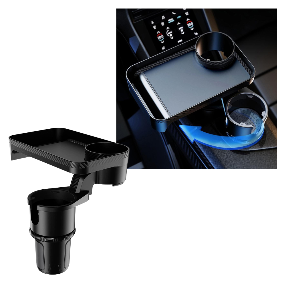 Porta-copo com prato giratório para carro, marca Asnouifu, ideal para manter bebidas e objetos organizados no veículo.