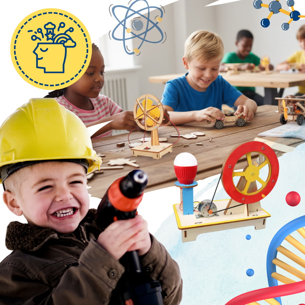 Brinquedo de aprendizagem em madeira para montar, brinquedo educativo de construção com peças de madeira coloridas e educativas.