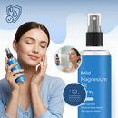 Spray relaxante de magnésio Asutra para fitness e nutrição, líquido transparente em frasco spray, uso para relaxamento muscular.