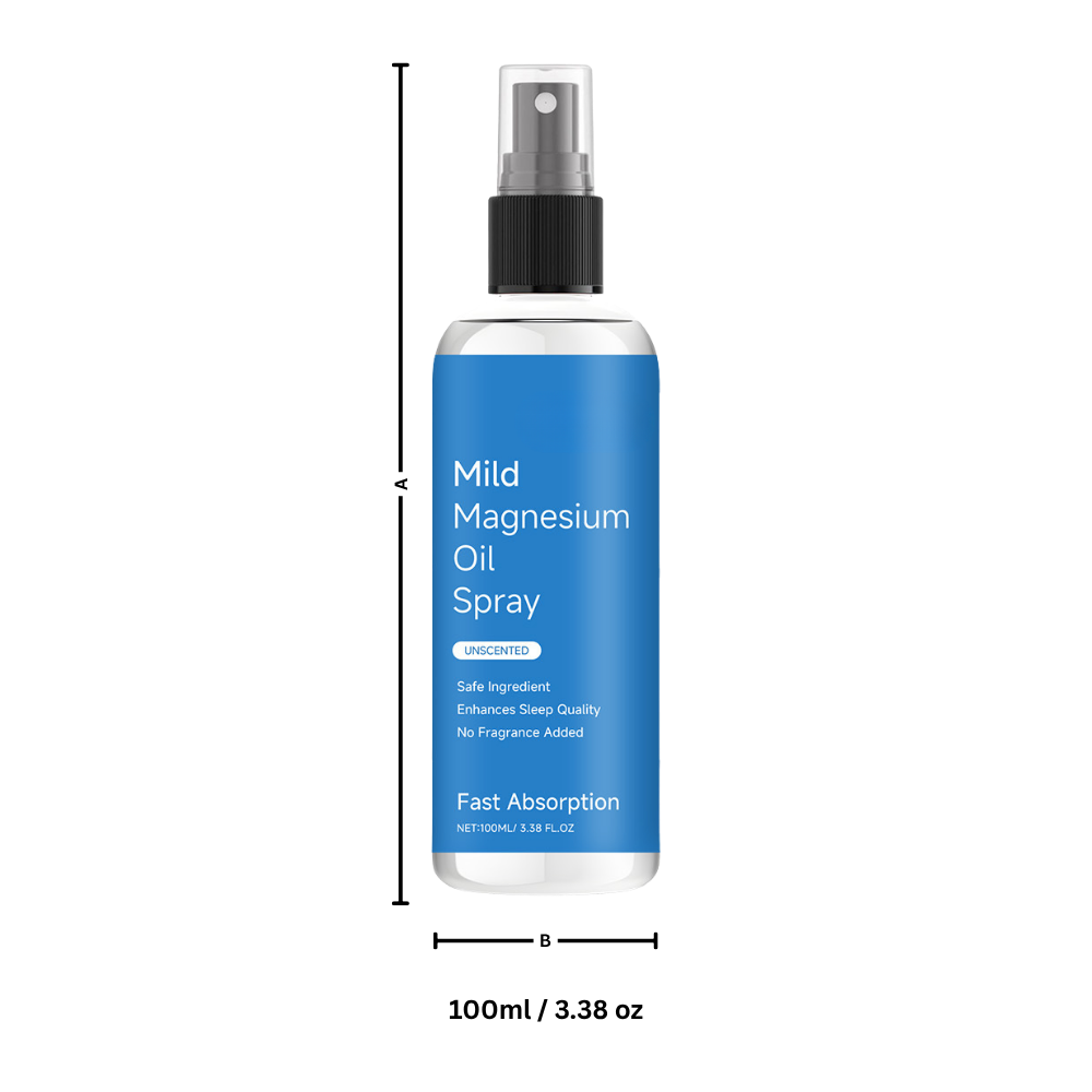 Spray relaxante com cloreto de magnésio da marca Asutra, usado em fitness e nutrição para relaxar músculos.