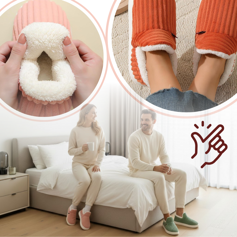 Pantuflas Audeban de interior em pelúcia macia, cor rosa, confortáveis e aconchegantes para uso doméstico.