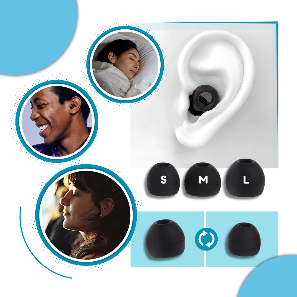 Bouchons d'oreille en silicone Audree turquoise pour soin des oreilles, confortables et réutilisables.
