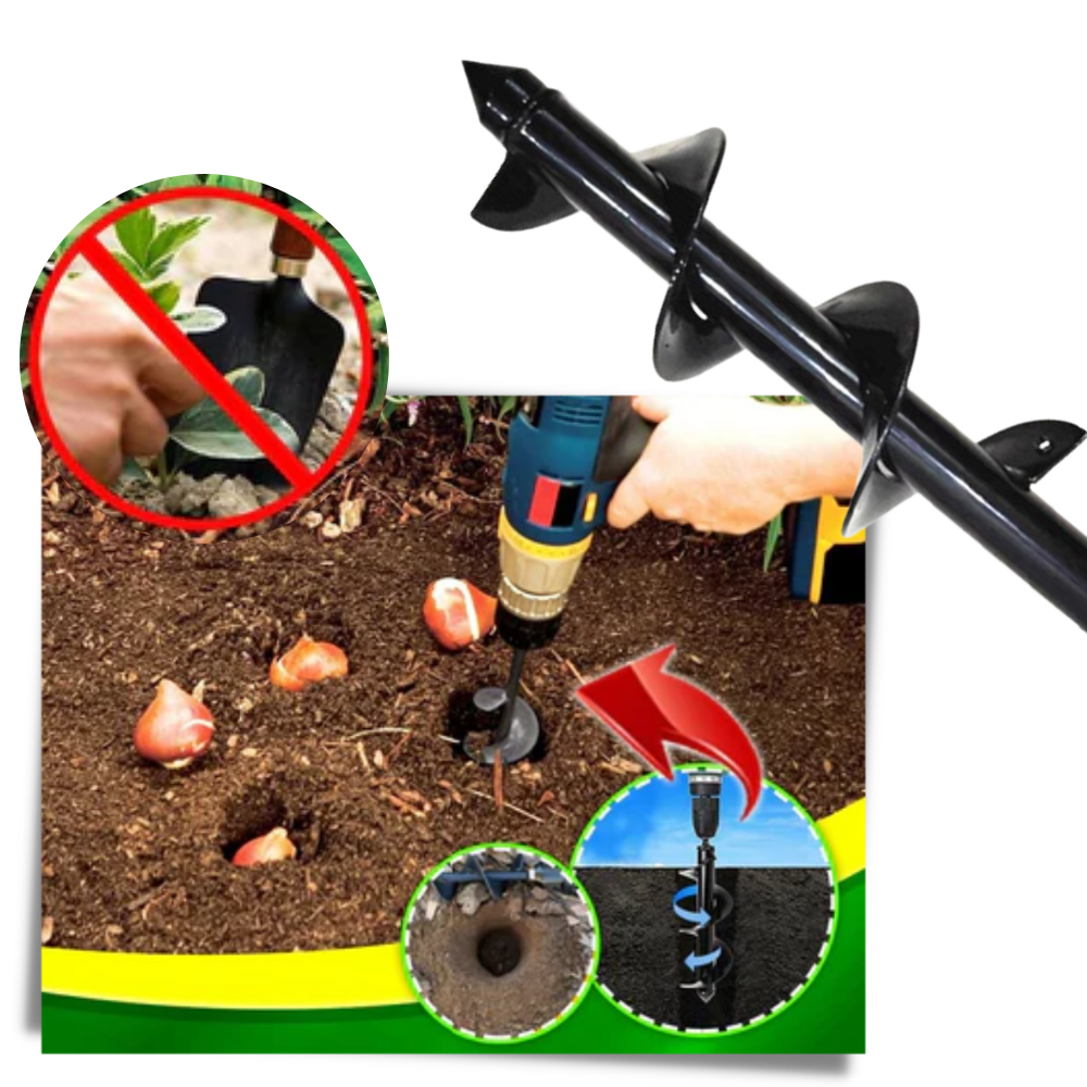 Broca de jardim Auger Drill Bits, ferramenta de jardinagem para perfurações, com pontas de 4x22cm para furadeiras.