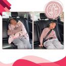 Almofada de viagem ergonômica da Ausyst, peça para automóveis e motos, com acabamento rosa e design confortável.