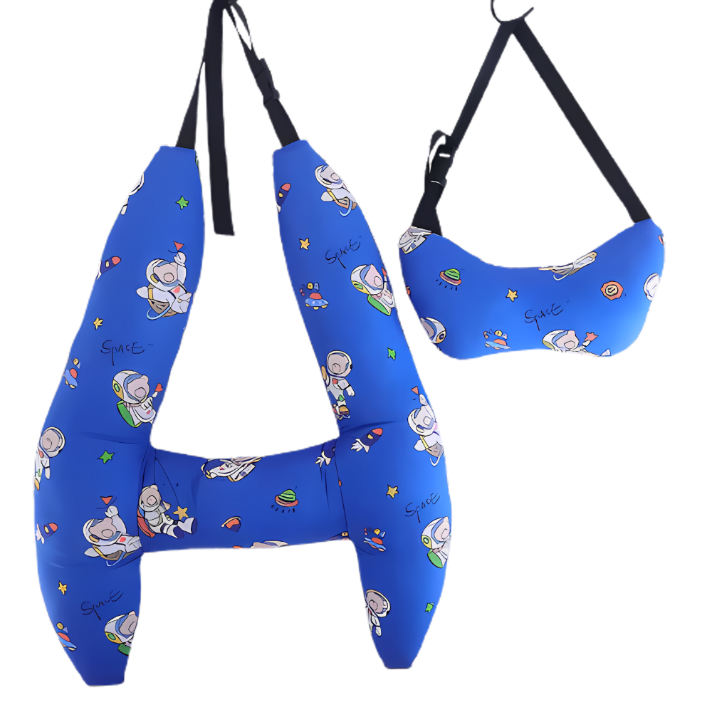 Almofada de viagem ergonômica Ausyst, peça de automóveis e motos, rosa, confortável e ajustável para suporte cervical.