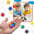 Conjunto de Gonggi, jogo tradicional de pegar pedras, com bolas coloridas da marca Hbrc Play em um estilo moderno.