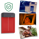 Porta automática para galinheiro Wacanda, sistema de elevação com proteção contra aves de rapina, para fácil acesso e segurança.