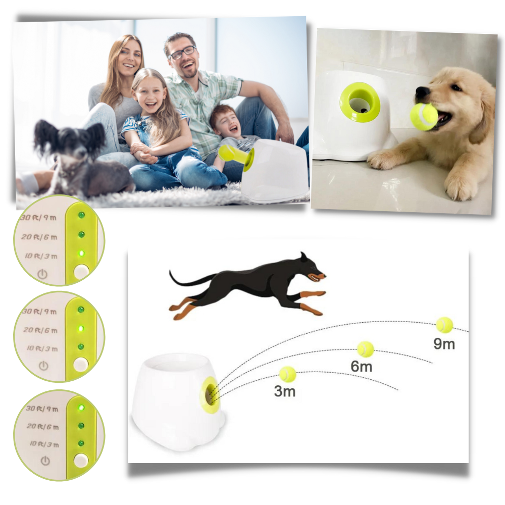 Lanceur de bolas automático para cães Valatala, acessório personalizável, com design compacto e resistente.