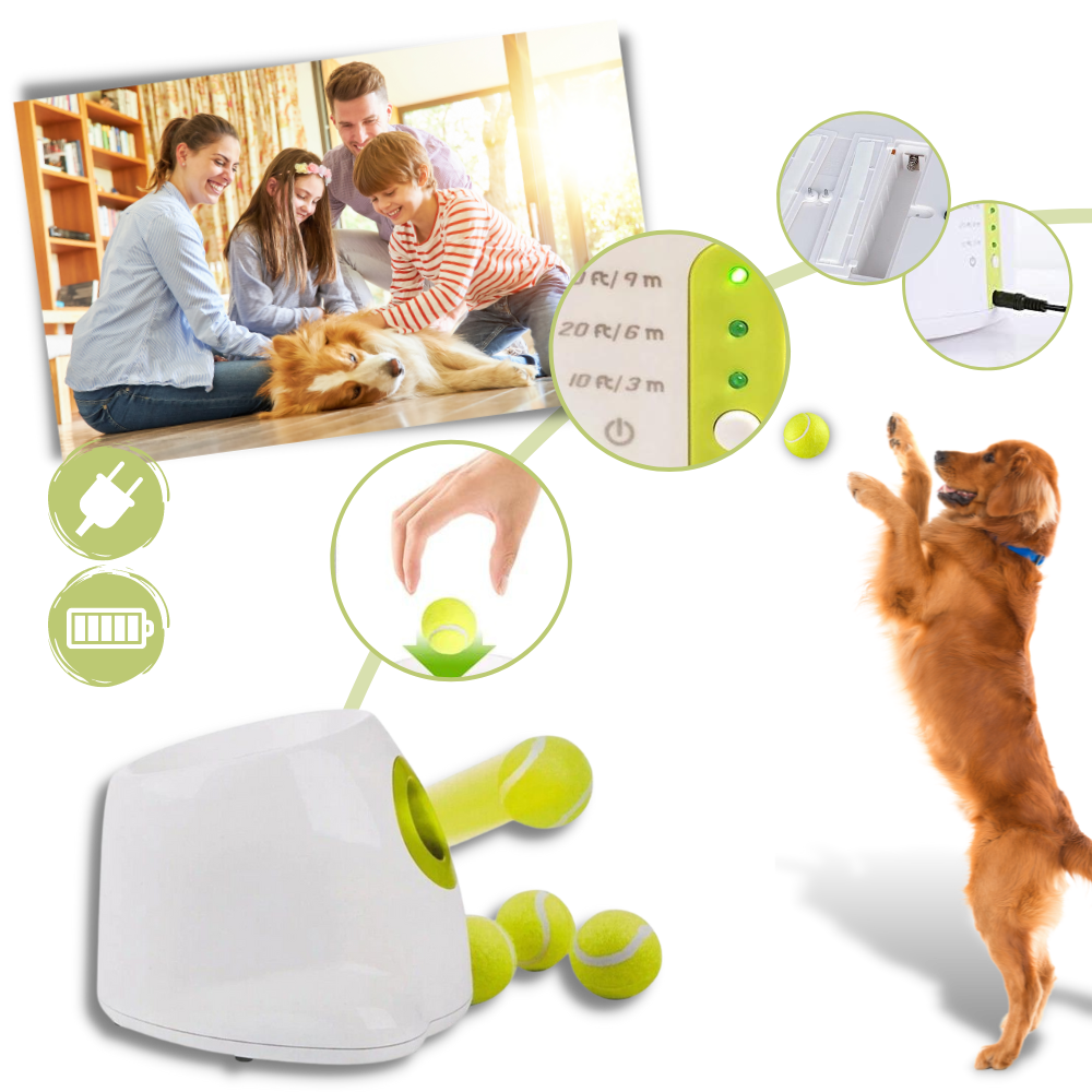 Lanceiro de bolas automático para cães Valatala, com opções de operação dupla, ideal para brincadeiras com seu cão.