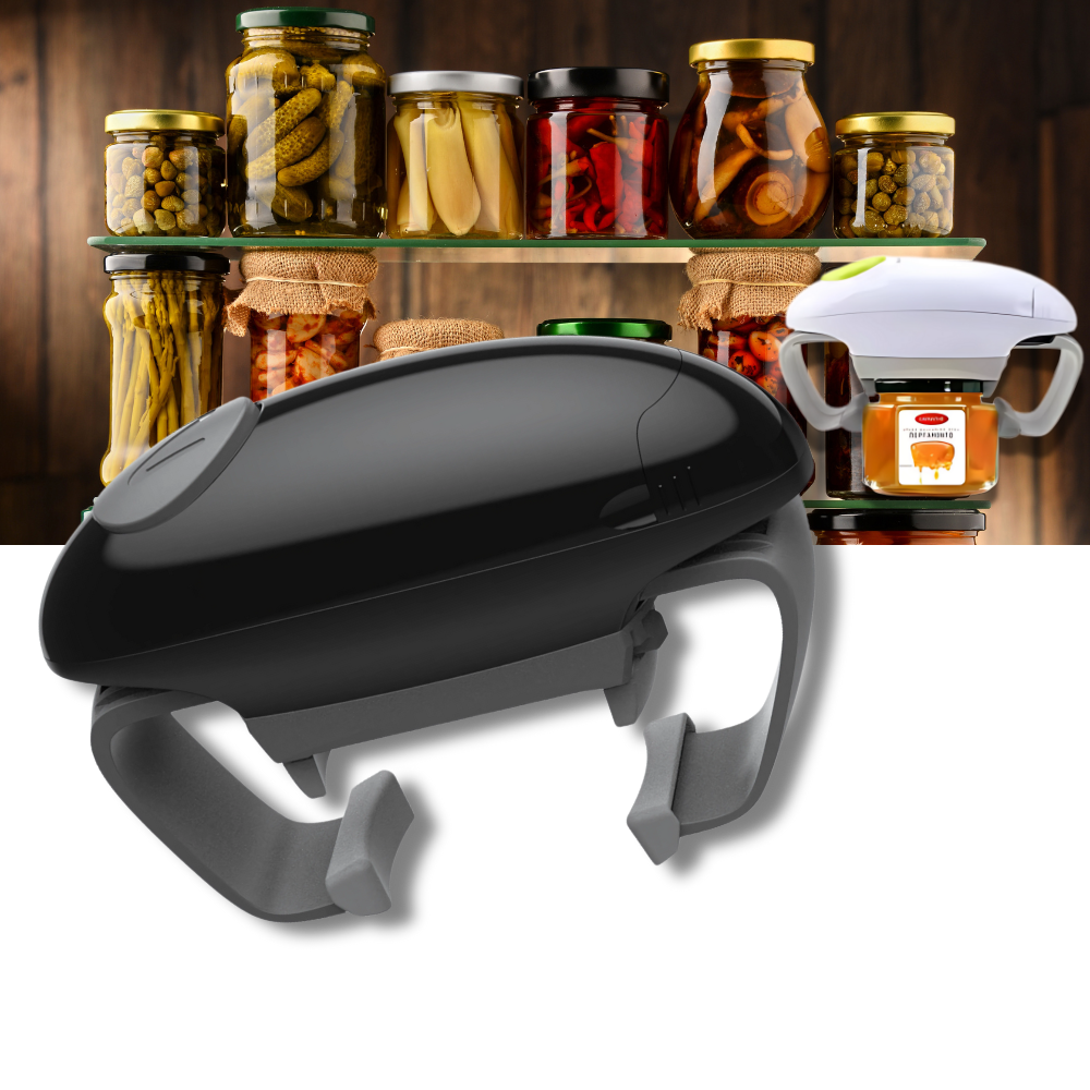Abridor de potes elétrico automático da VirgilSon, utensílio de cozinha para abrir potes com facilidade e segurança.
