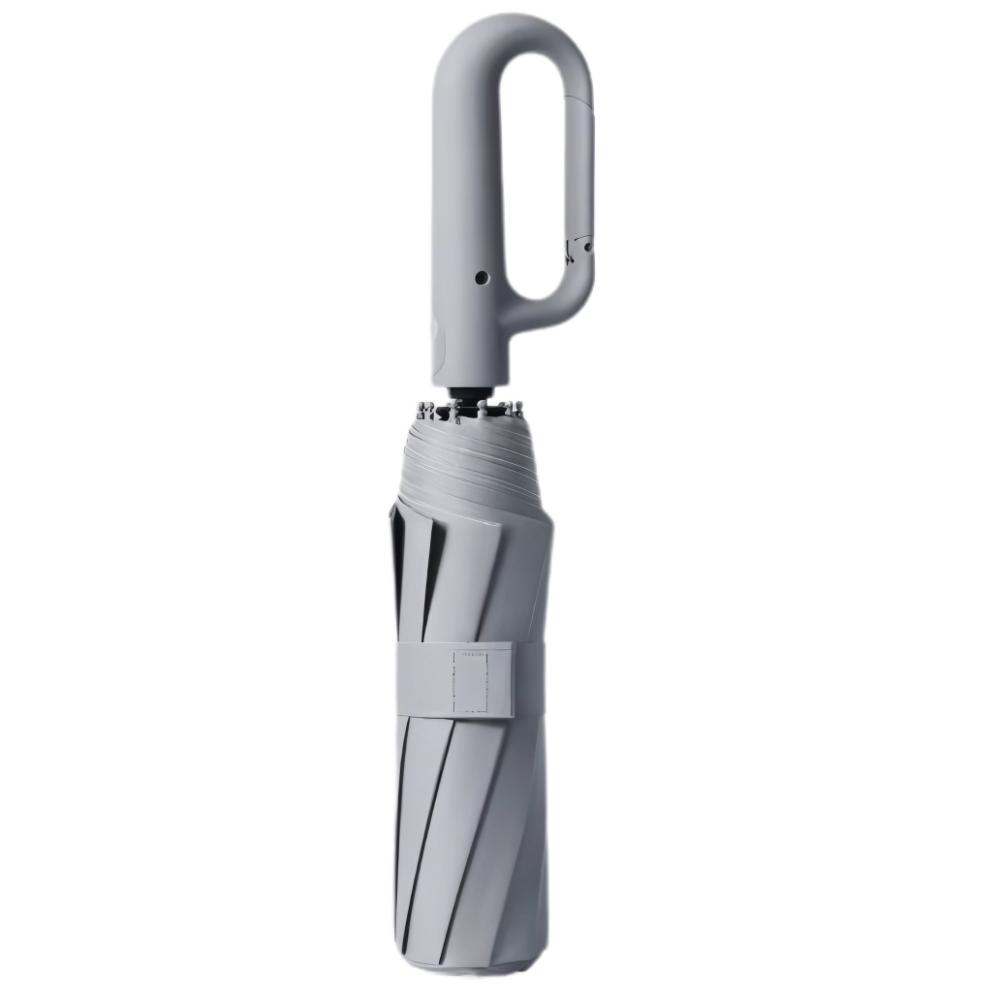 Guarda-chuva cinza resistente ao vento com trava automática da Homgreen, ideal para dias chuvosos e ventosos.