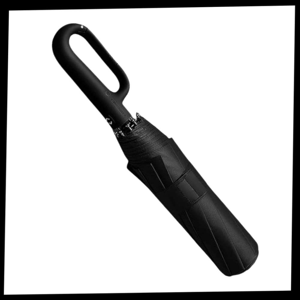 Guarda-chuva Homgreen resistente ao vento com trava automática, compacto e durável, ideal para dias de chuva forte.