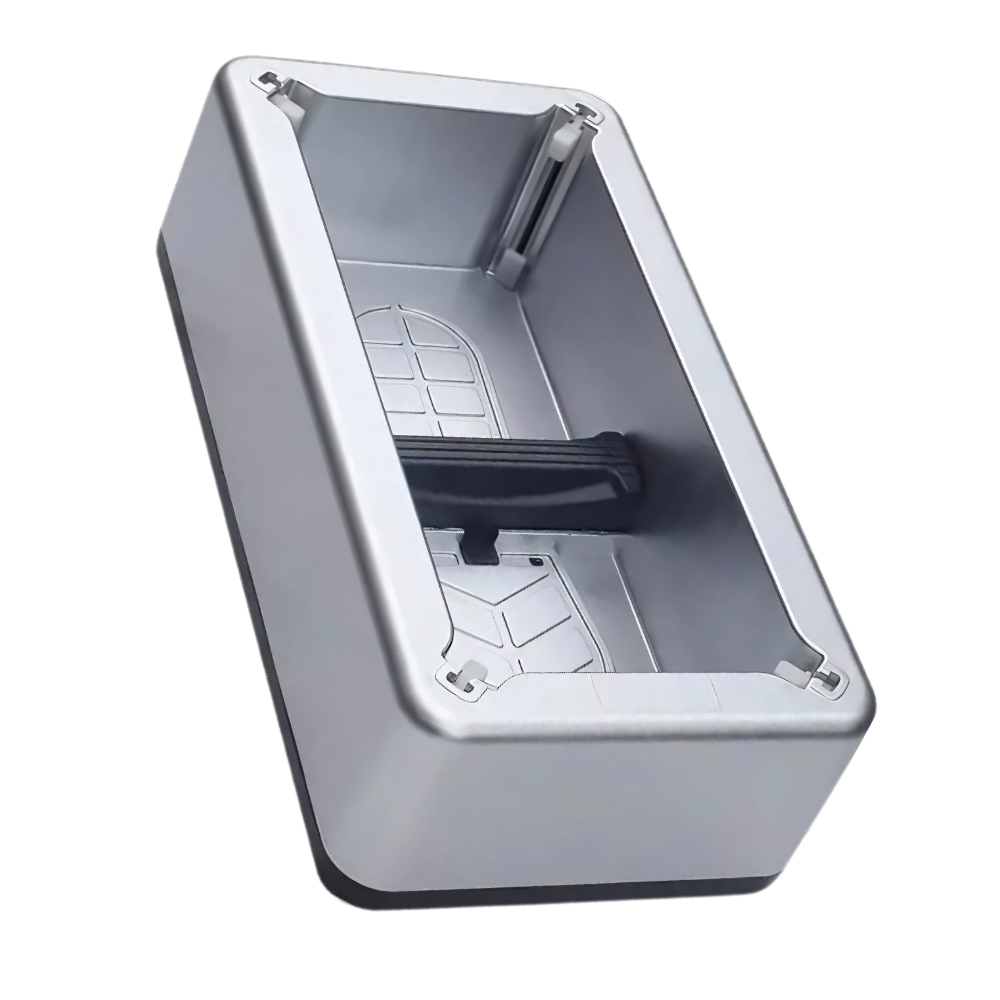 Distributeur automático de capas para calçados Trayknick, com capa de proteção para sapatos em uso.