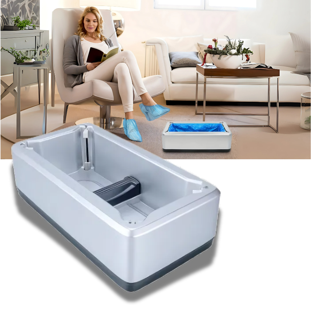 Distributeur automático de capas para sapatos Trayknick, dispositivo para colocar sobre calçados facilmente.