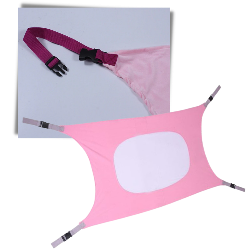Balançoire hamac rosa para bebê, parte de sauteurs e balancelles Baby Grand, com estrutura suspensa e tecido confortável.