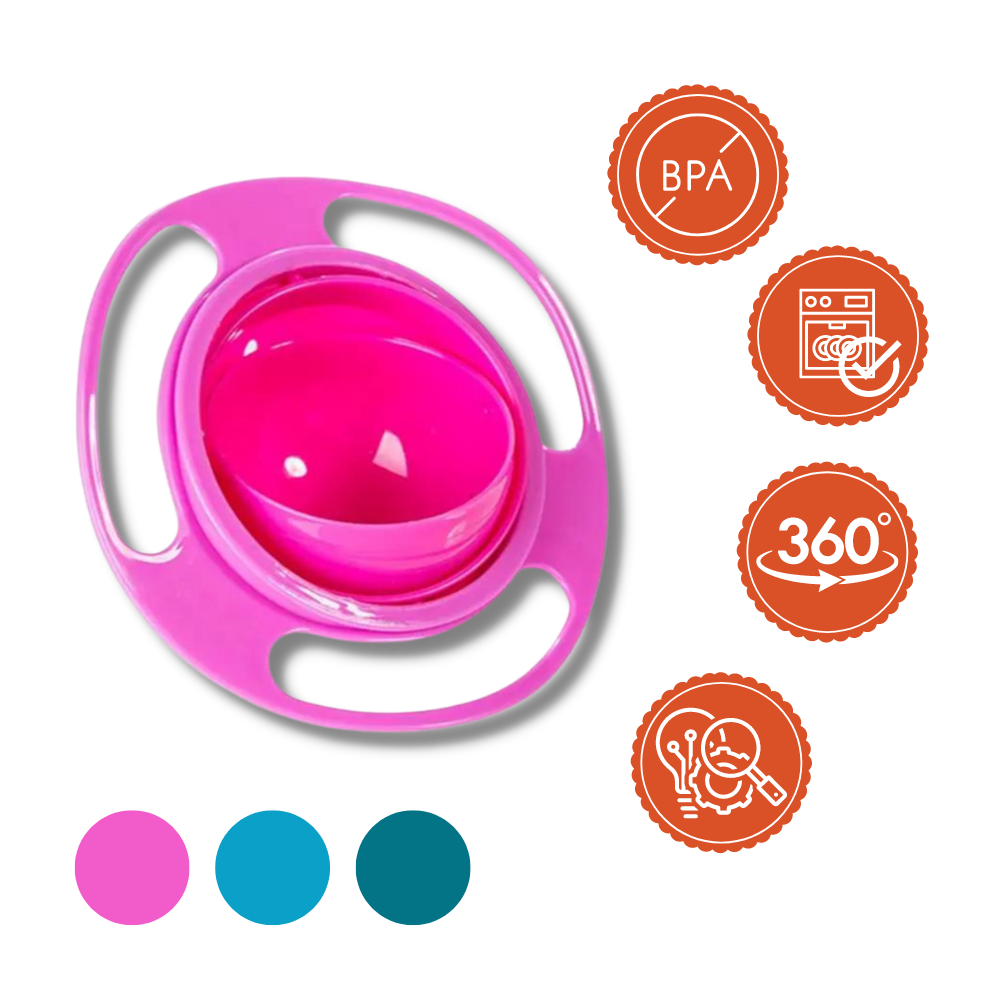 Tigela universal com base giroscópica da Nont para bebês, com bico para fácil alimentação.
