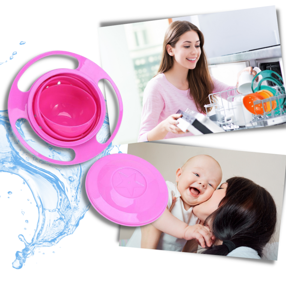Tigela giratória universal para bebês Nont, com boca de bico, fácil de limpar, ideal para alimentação infantil segura.