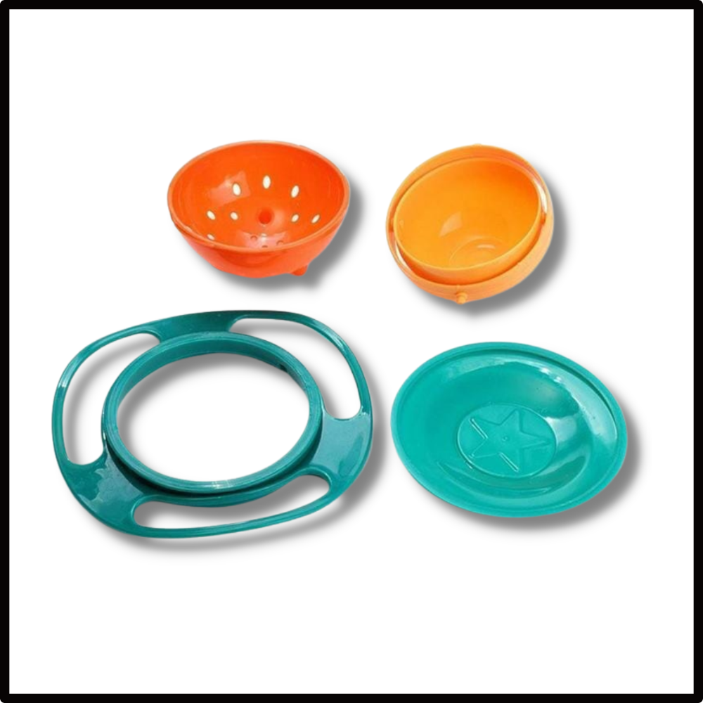 Tigela giratória universal Nont para bebês, com tampa, em embalagem, ideal para alimentação infantil com boca de bico.