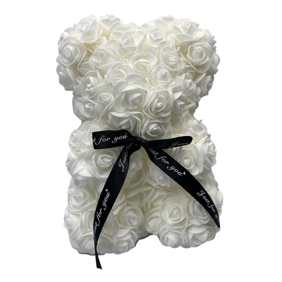 Ours de pelúcia vermelho com rosas, figurinha da coleção Bafind, em coffret de poupées e figurines.